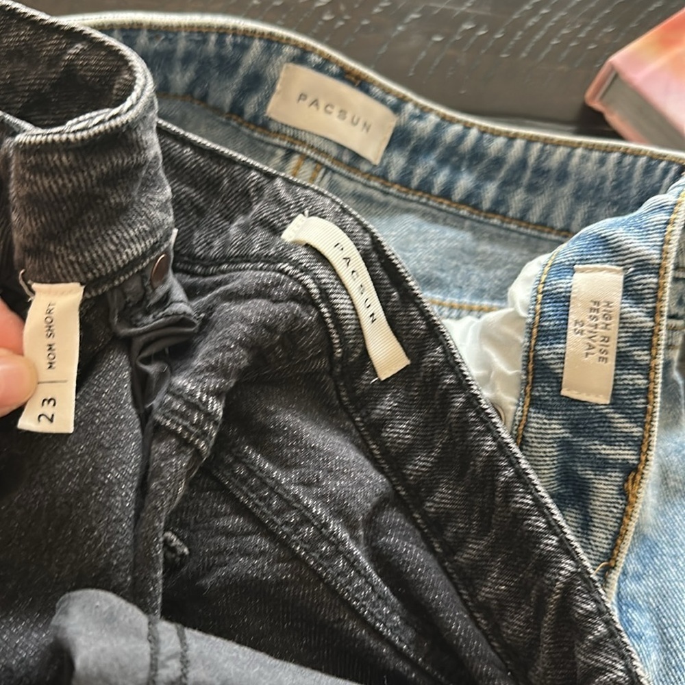 PacSun Bundle Sz 23 High Rise Festival Jean Shorts Mom Black Denim Cuffed Cotton - Picture 15 of 16